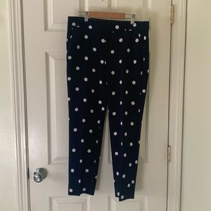 Banana republic, navy blue polkadot trousers